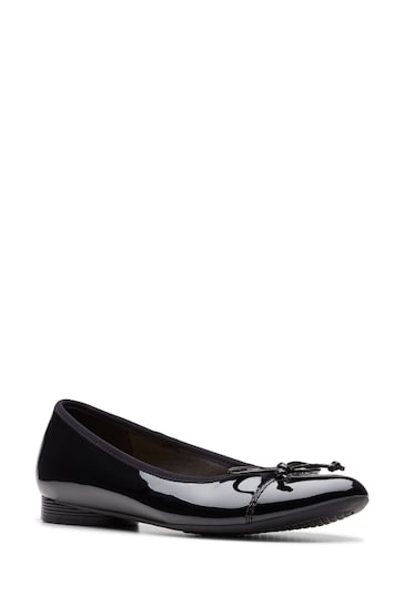 Clarks Black Patent Leather Loreleigh Ballerina Shoes