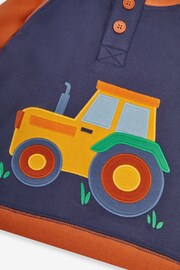 JoJo Maman Bébé Navy Blue Tractor Boys' Appliqué Novelty Hoodie - Image 3 of 3