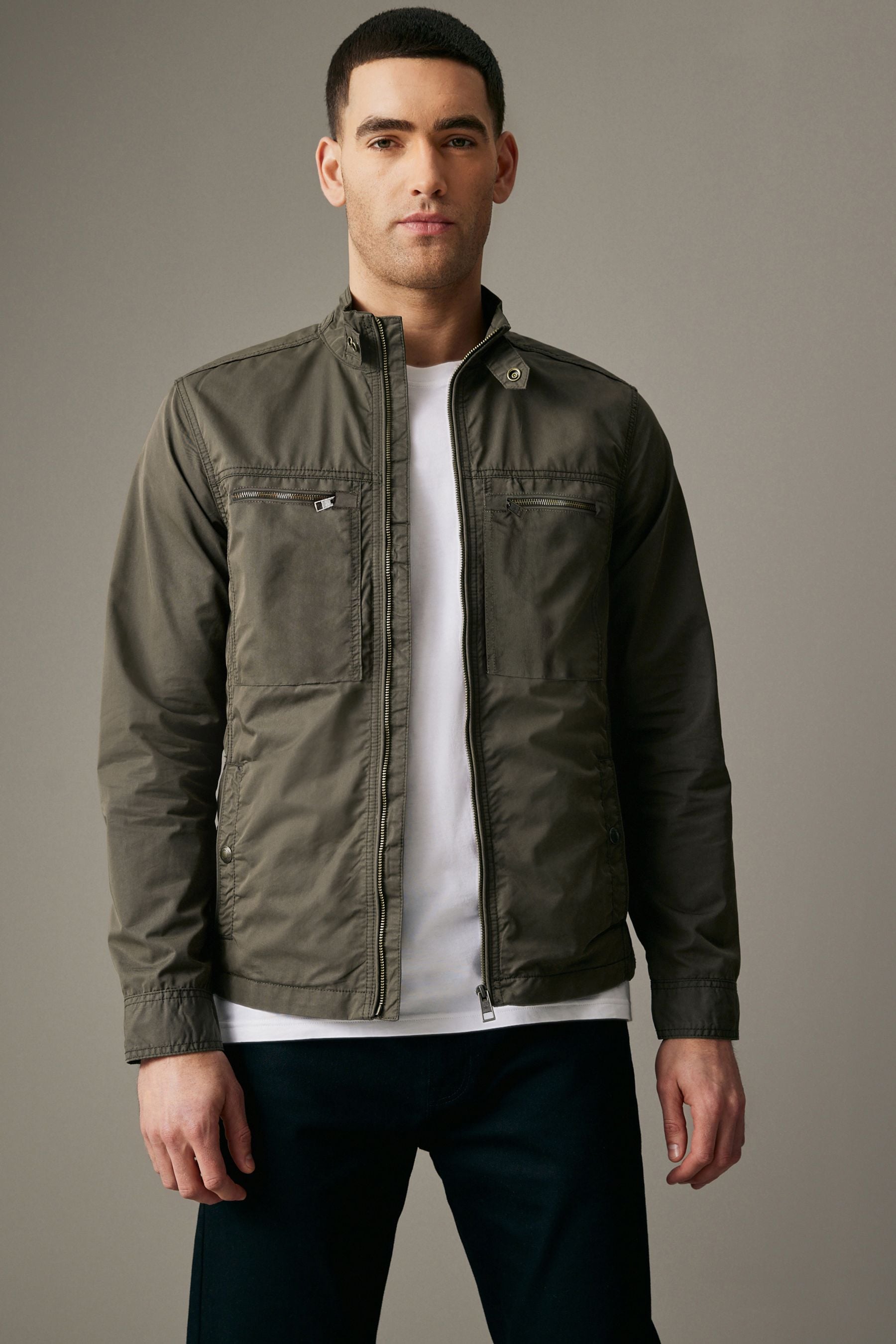 Buy Khaki Green Shower Resistant Utility Shacket from Next Germany