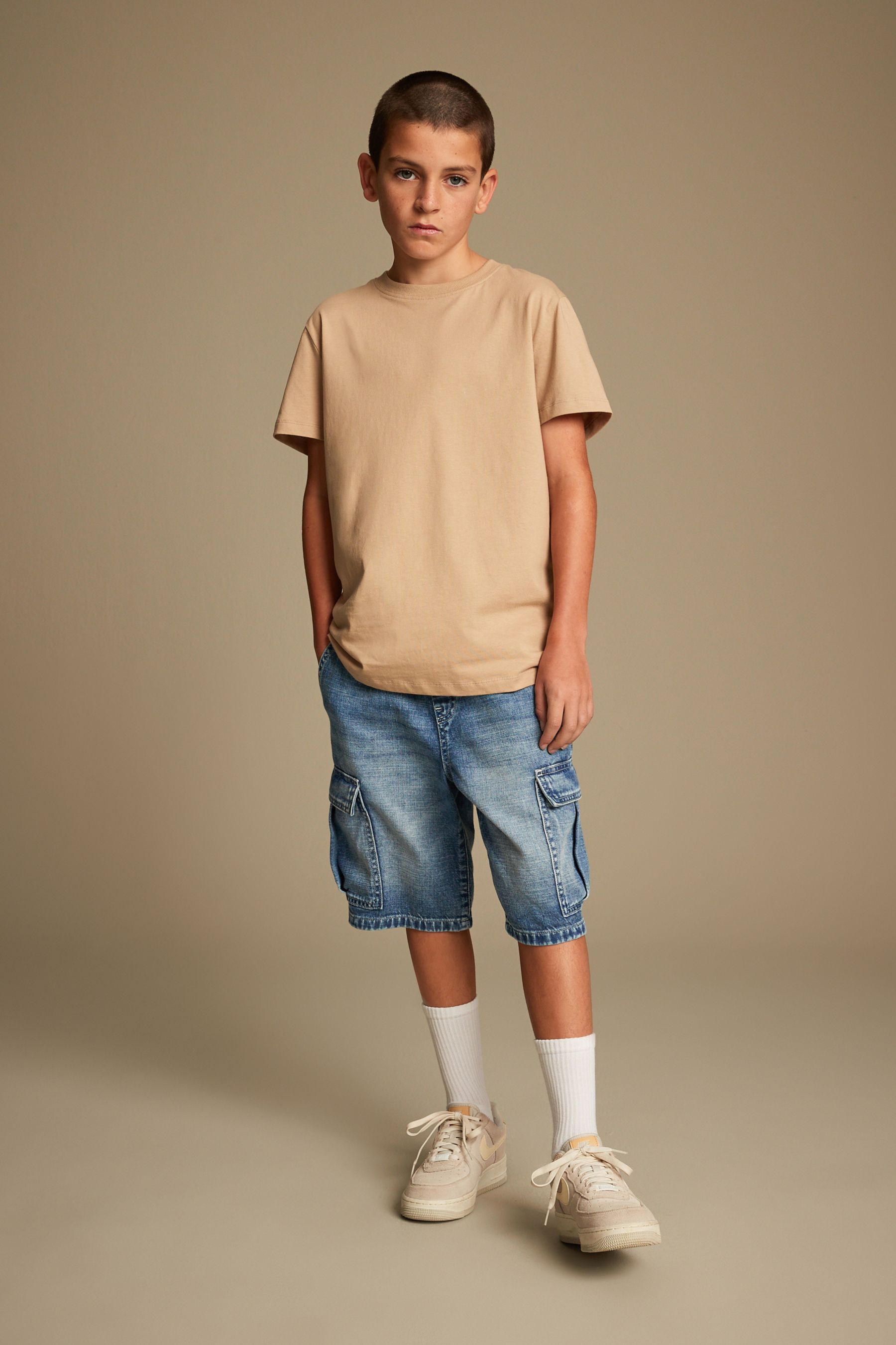 Blue denim cargo shorts on sale