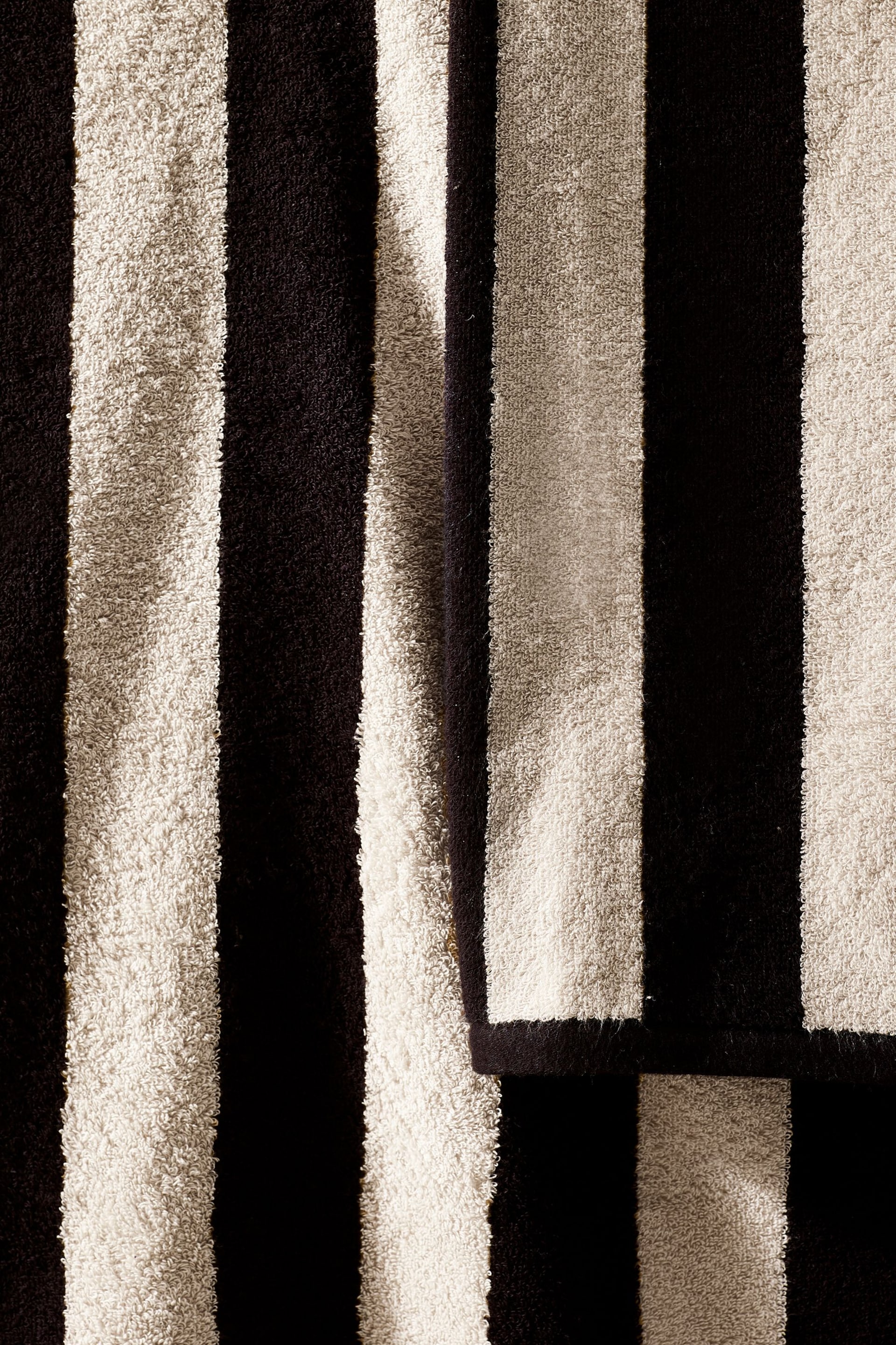 Monochrome Black Block Stripe Towel 100% Cotton - Image 3 of 4