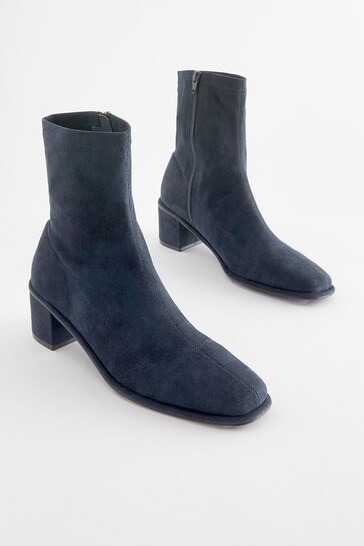 Navy Blue Extra Wide Fit Forever Comfort® Sock Ankle Boots