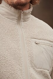 Ecru White Borg Fleece Zip Through Jacket - Image 4 of 8