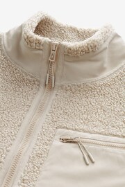 Ecru White Borg Fleece Zip Through Jacket - Image 7 of 8