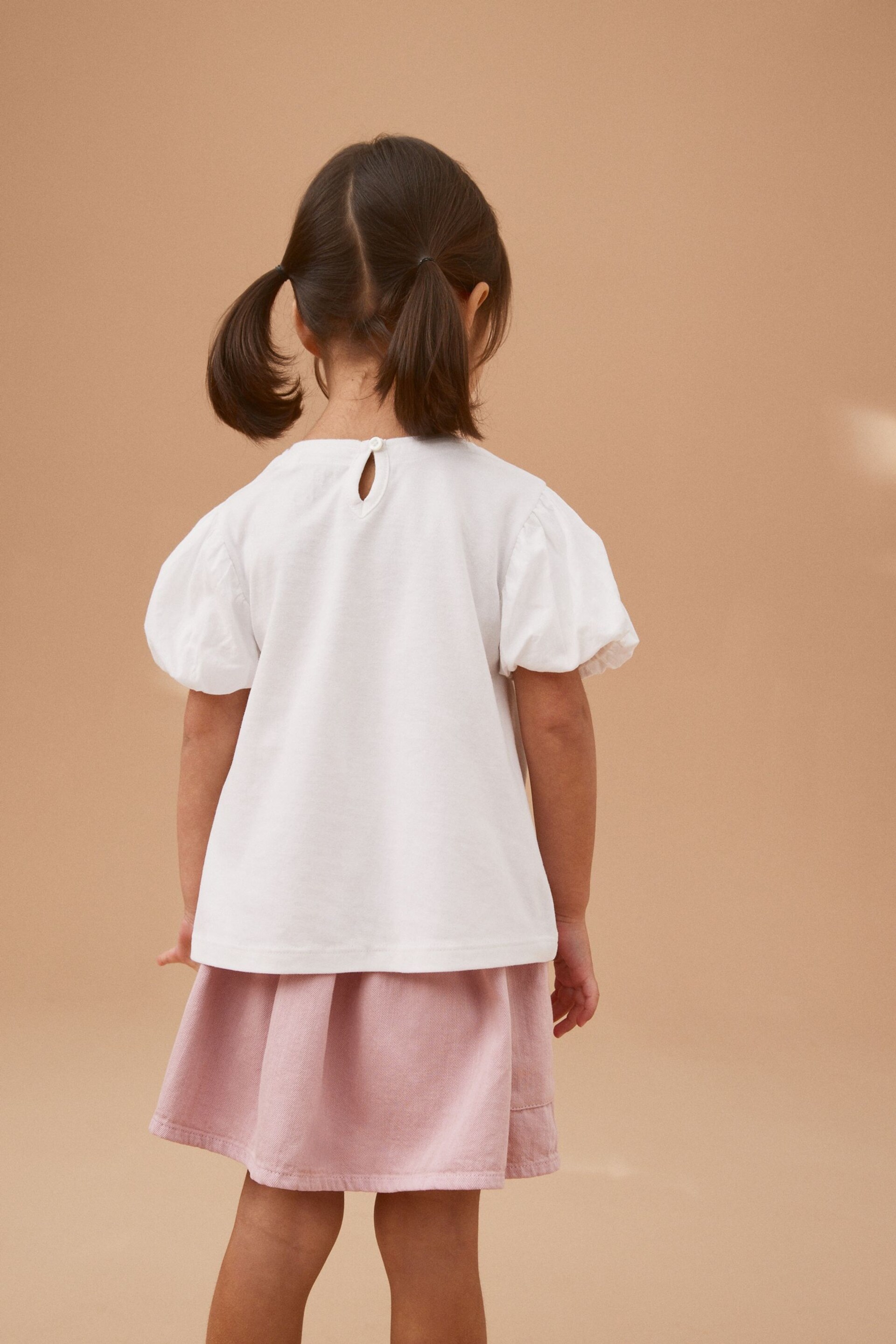 White Puff Short Sleeve T-Shirt (3mths-7yrs) - Image 3 of 7