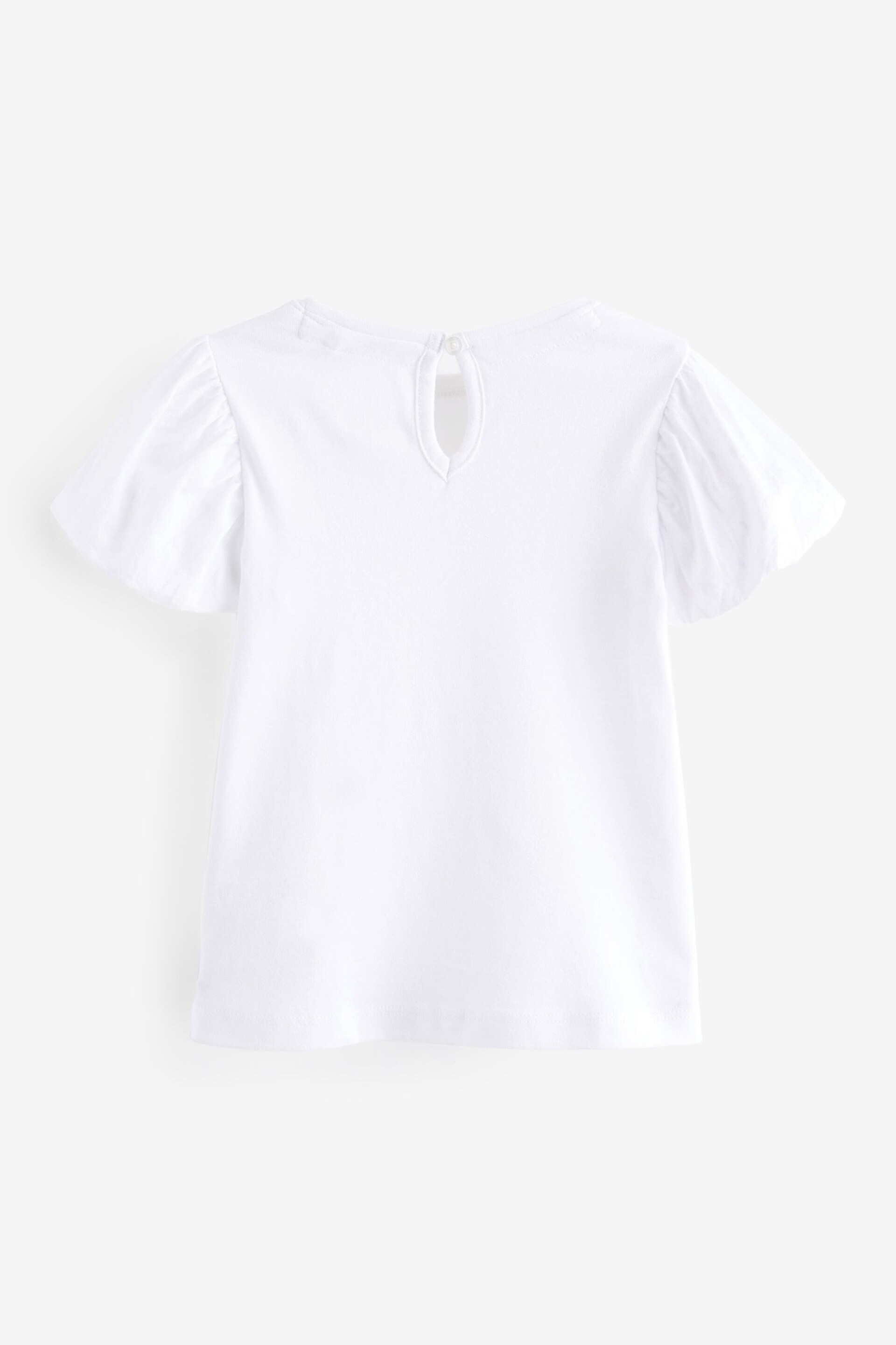 White Puff Short Sleeve T-Shirt (3mths-7yrs) - Image 6 of 7