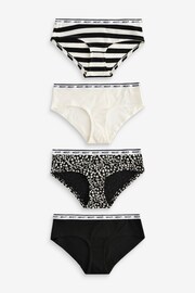 White/Black Printed Short Cotton Rich Logo Knickers 4 Pack - Image 5 of 9