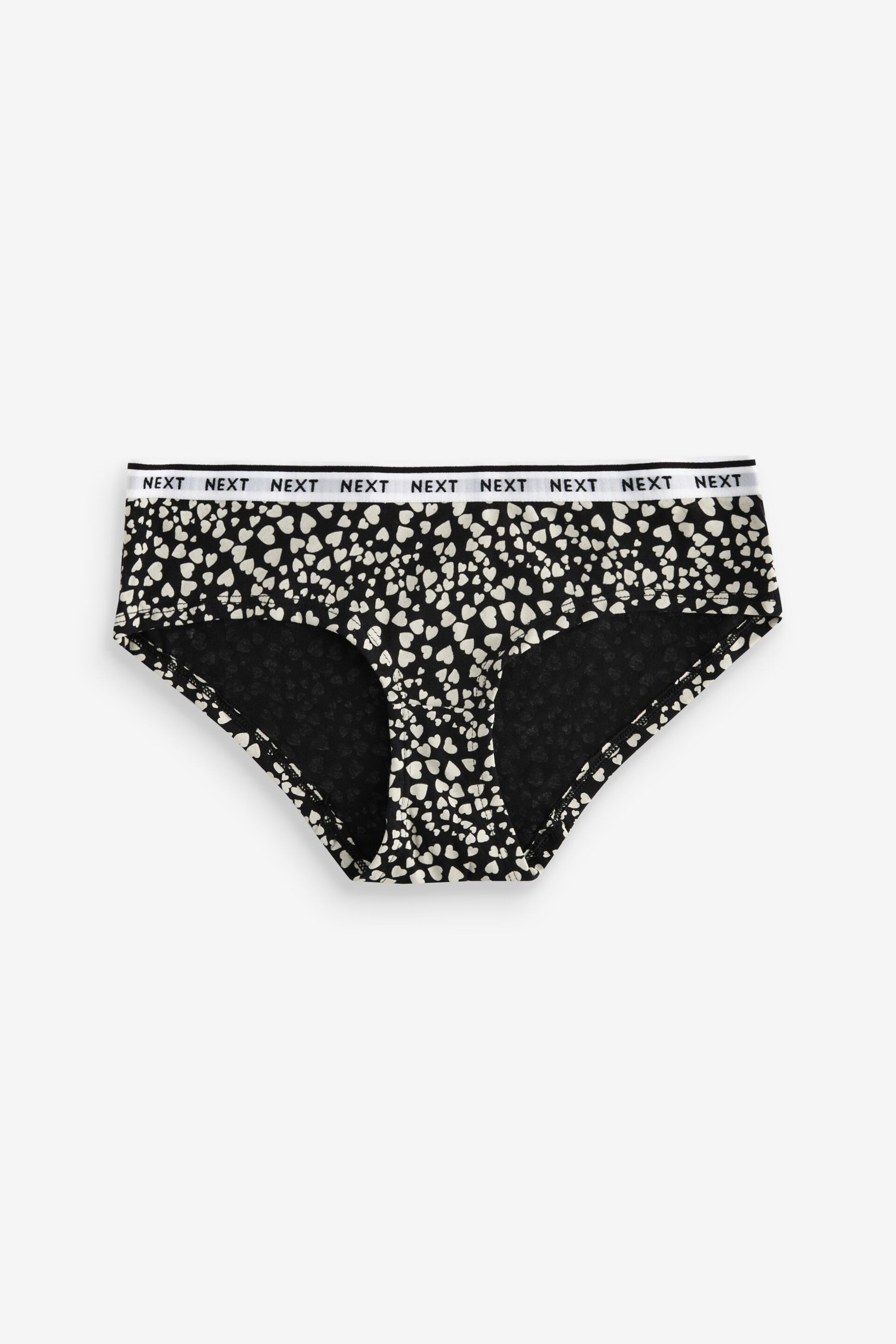 White/Black Printed Short Cotton Rich Logo Knickers 4 Pack - Image 6 of 9