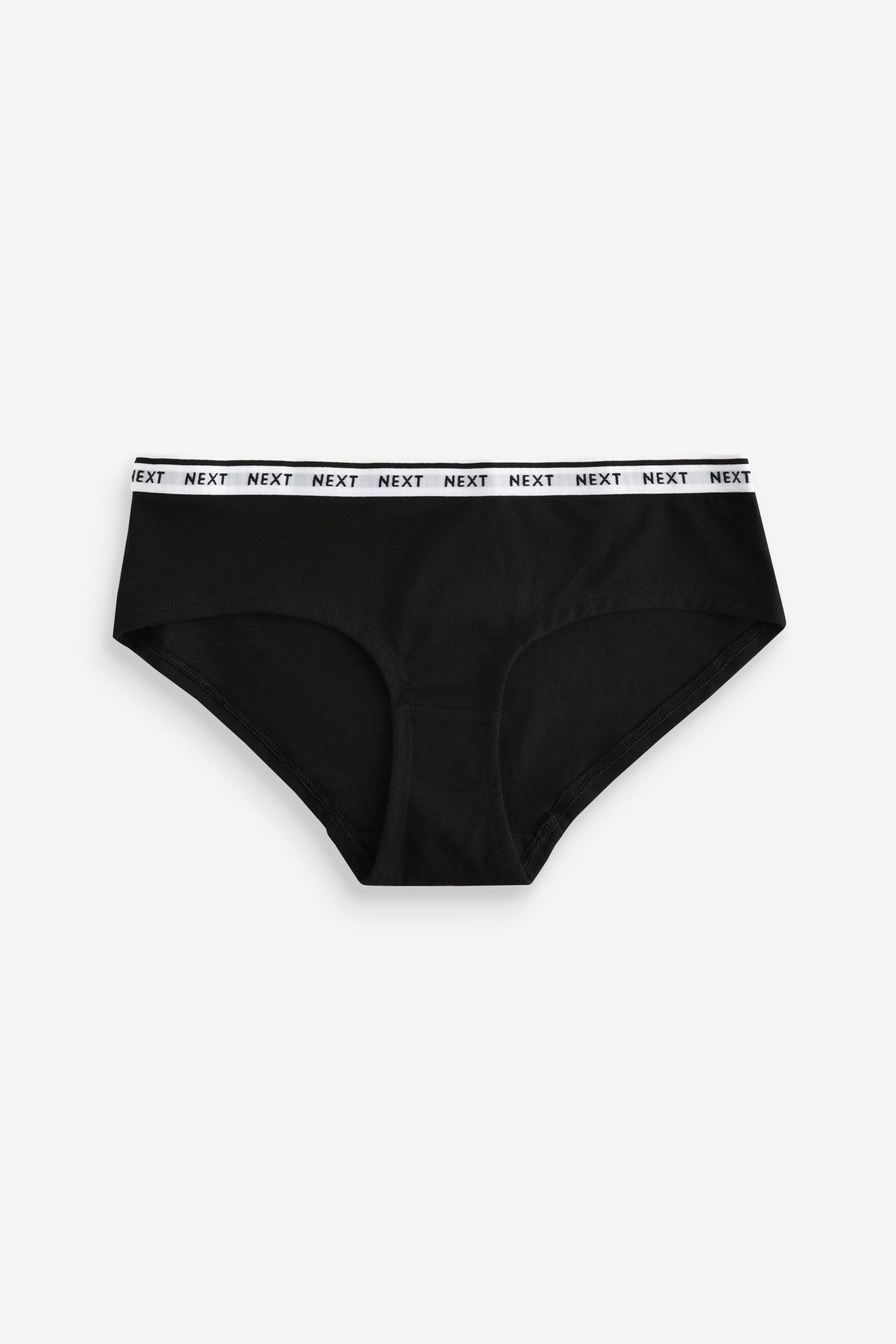 White/Black Printed Short Cotton Rich Logo Knickers 4 Pack - Image 7 of 9