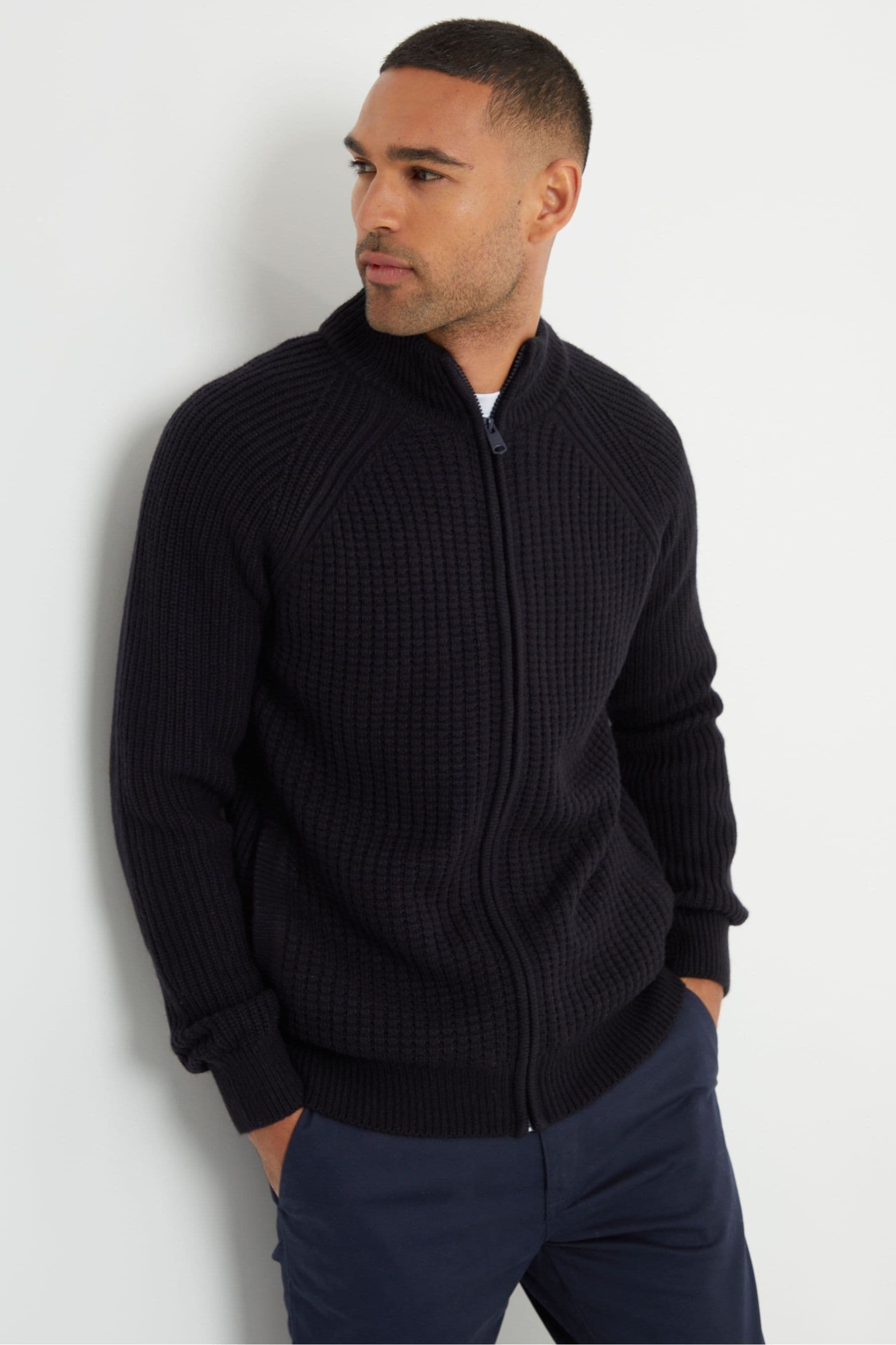 Buy Threadbare Blue Zip Up Cardigan with Microfleece Lining from Next Mexico