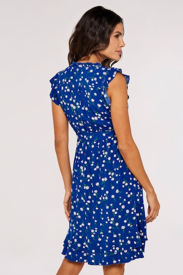 Apricot Blue Scattered Daisy Ditsy Dress