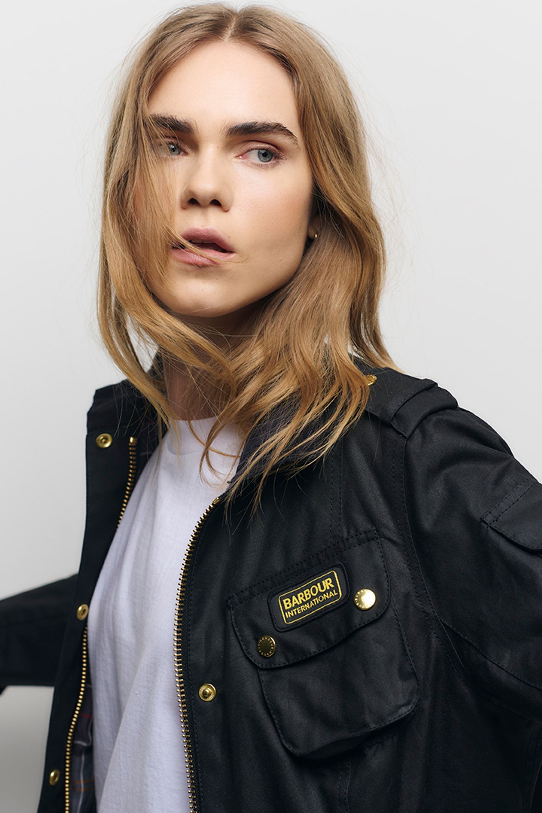Barbour international belted wax jacket top