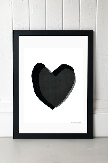 East End Prints Black Black Heart Framed Print