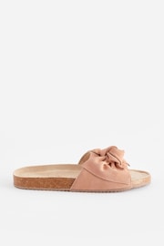 Pink Suede Bow Slider Slippers - Image 4 of 8