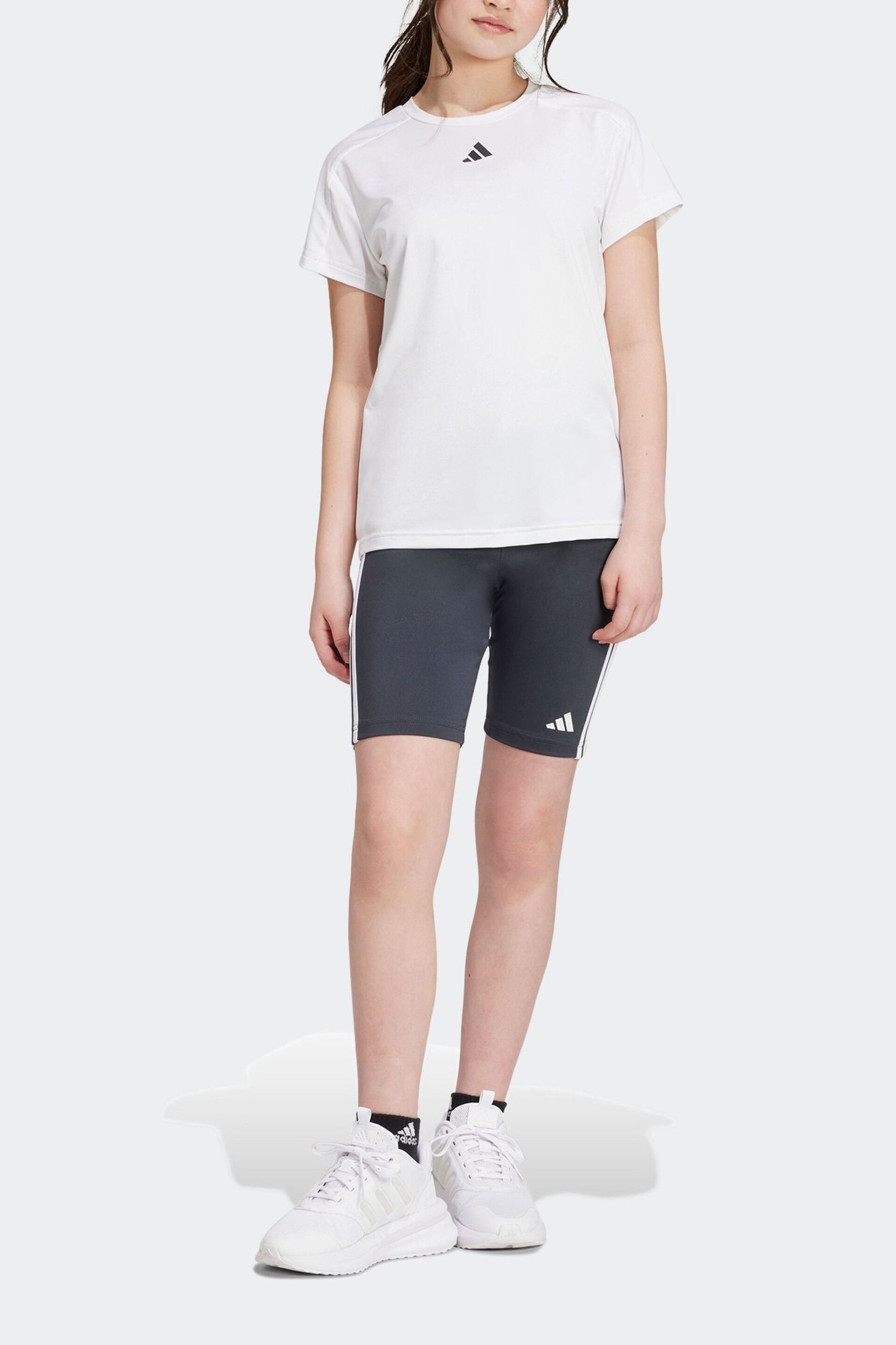 adidas White Kids Train Essentials T-Shirt and Shorts Set - Image 6 of 13