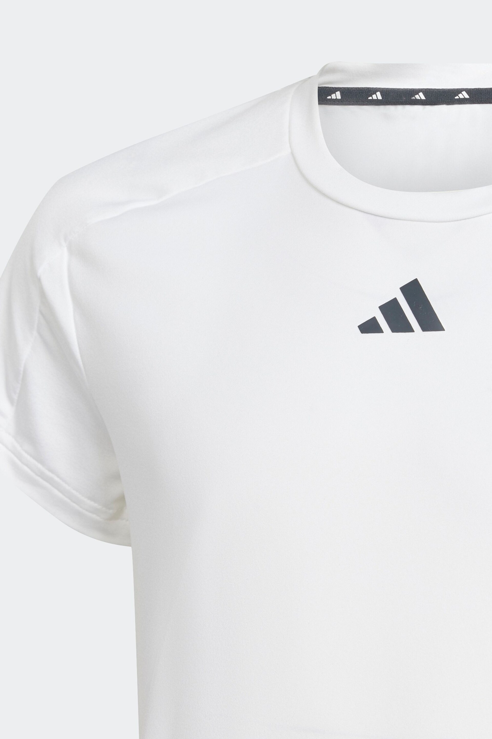 adidas White Kids Train Essentials T-Shirt and Shorts Set - Image 9 of 13
