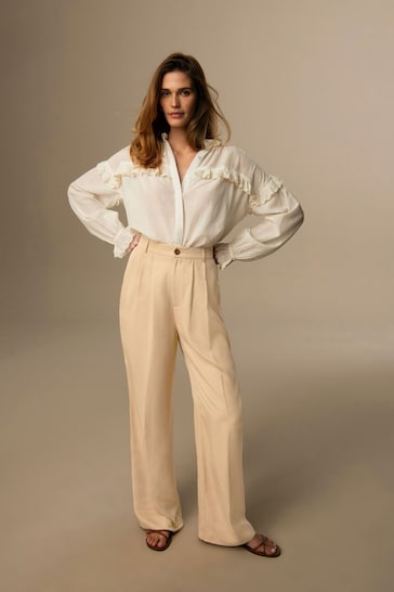 Laura Ashley Stone Wide Leg Tencel Trousers