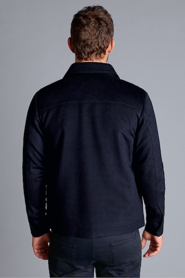 Charles Tyrwhitt Blue Pure Wool Harrington Jacket