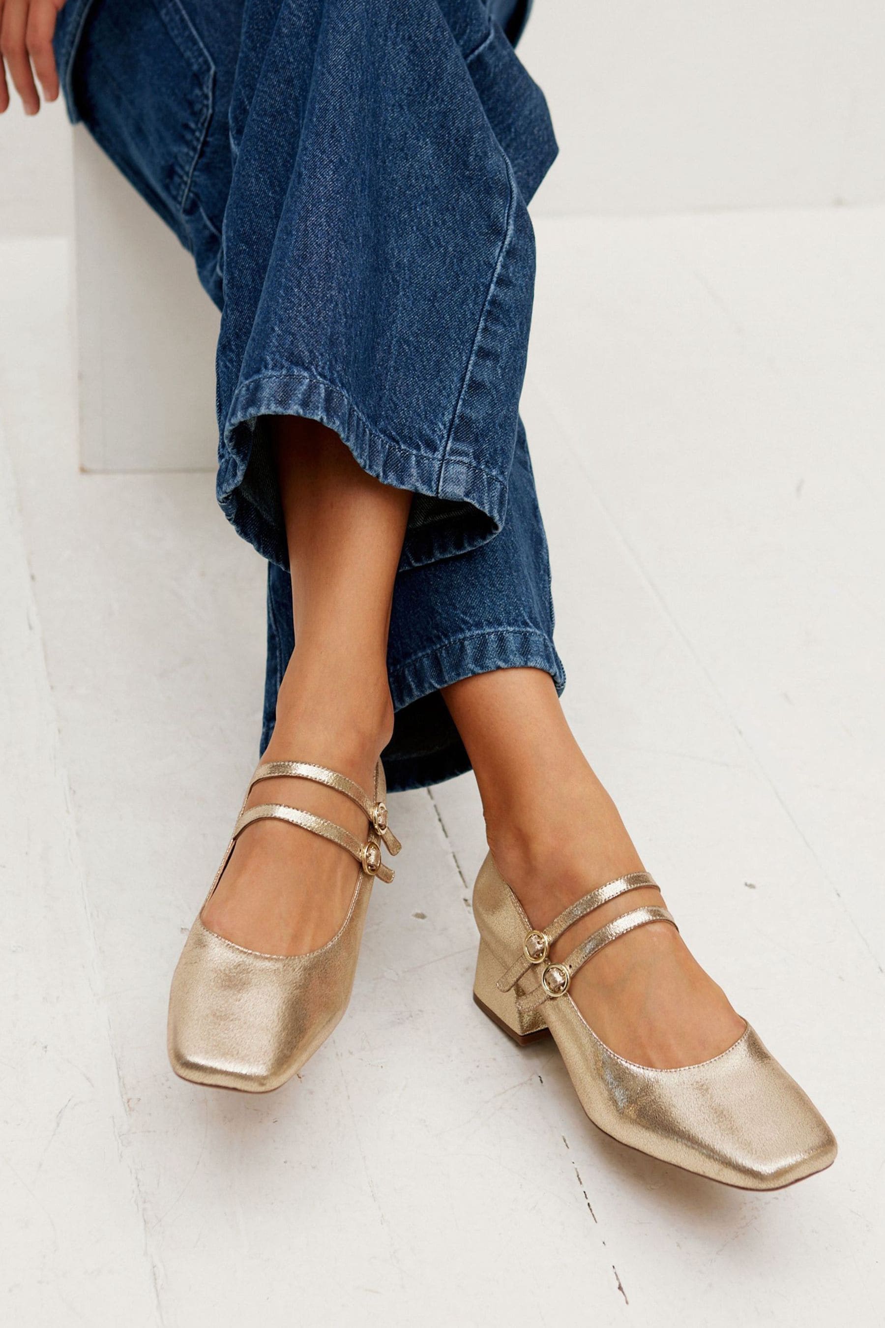 Gold mary janes womens top