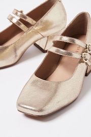 Oliver Bonas Gold Mary Jane Metallic Leather Heeled Shoes - Image 6 of 8