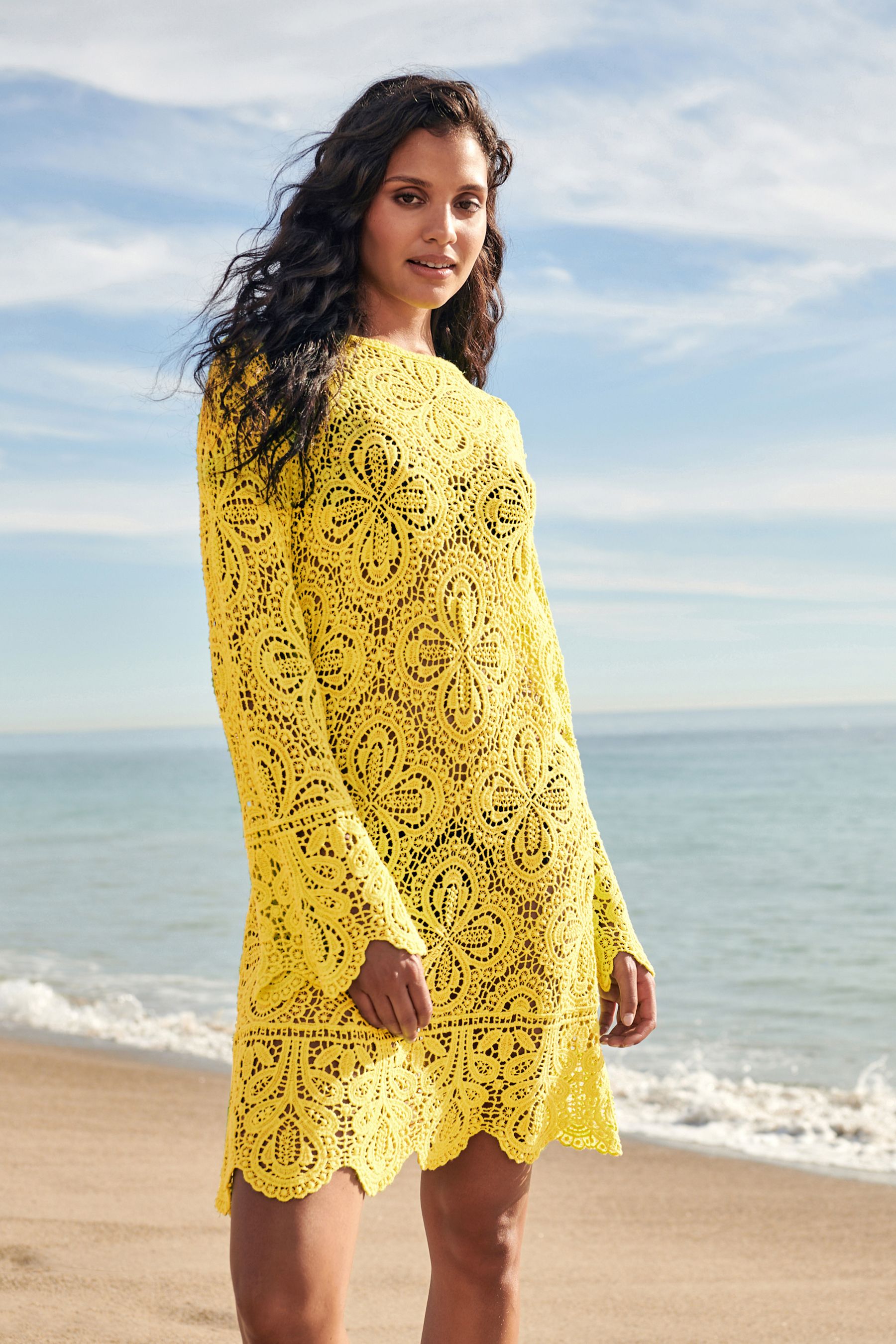 Yellow beach cover up top