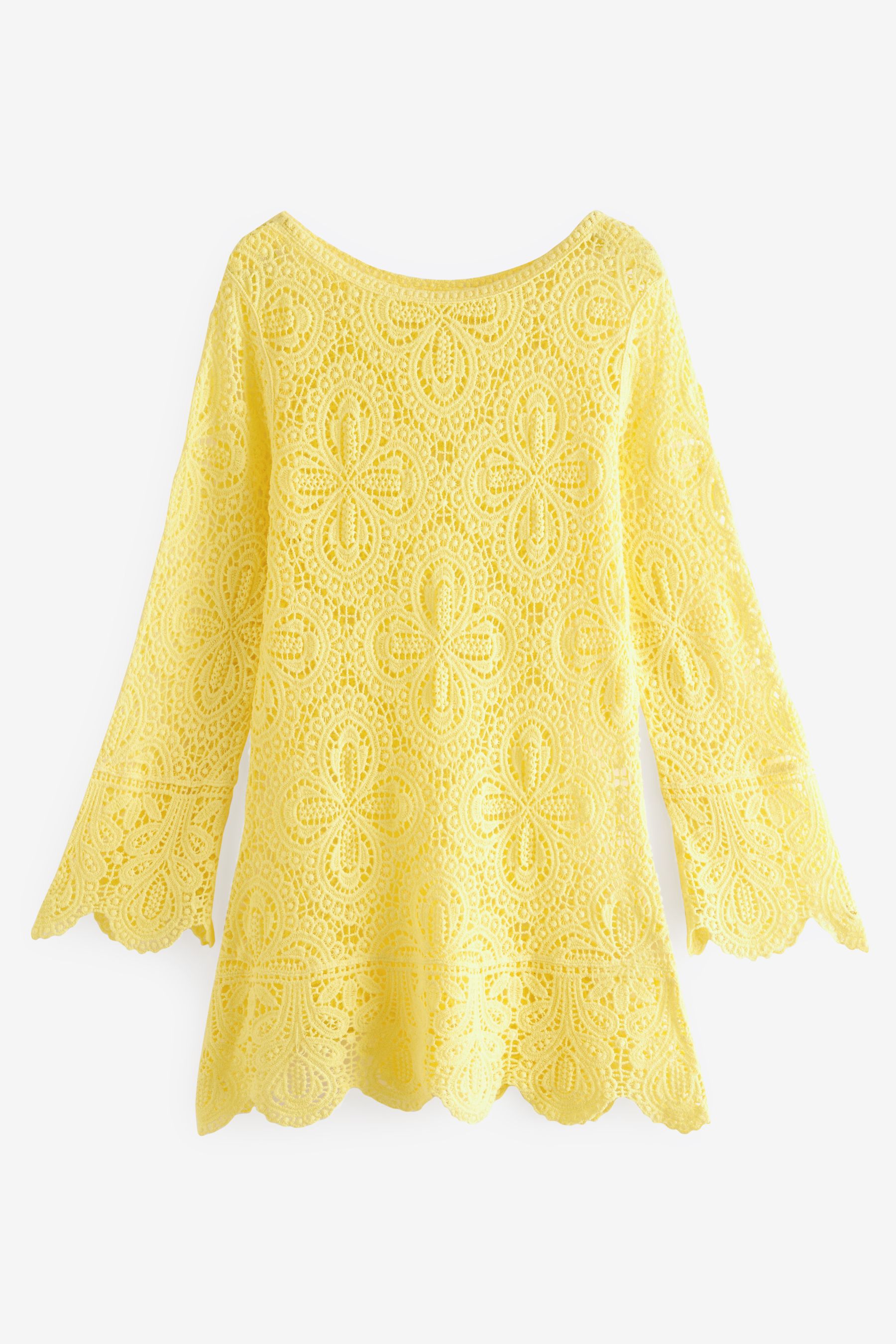 Yellow lace cover up on sale