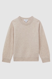 Reiss Oatmeal Melange Prague 9-13 yrs Merino Crew Neck Jumper - Image 2 of 6