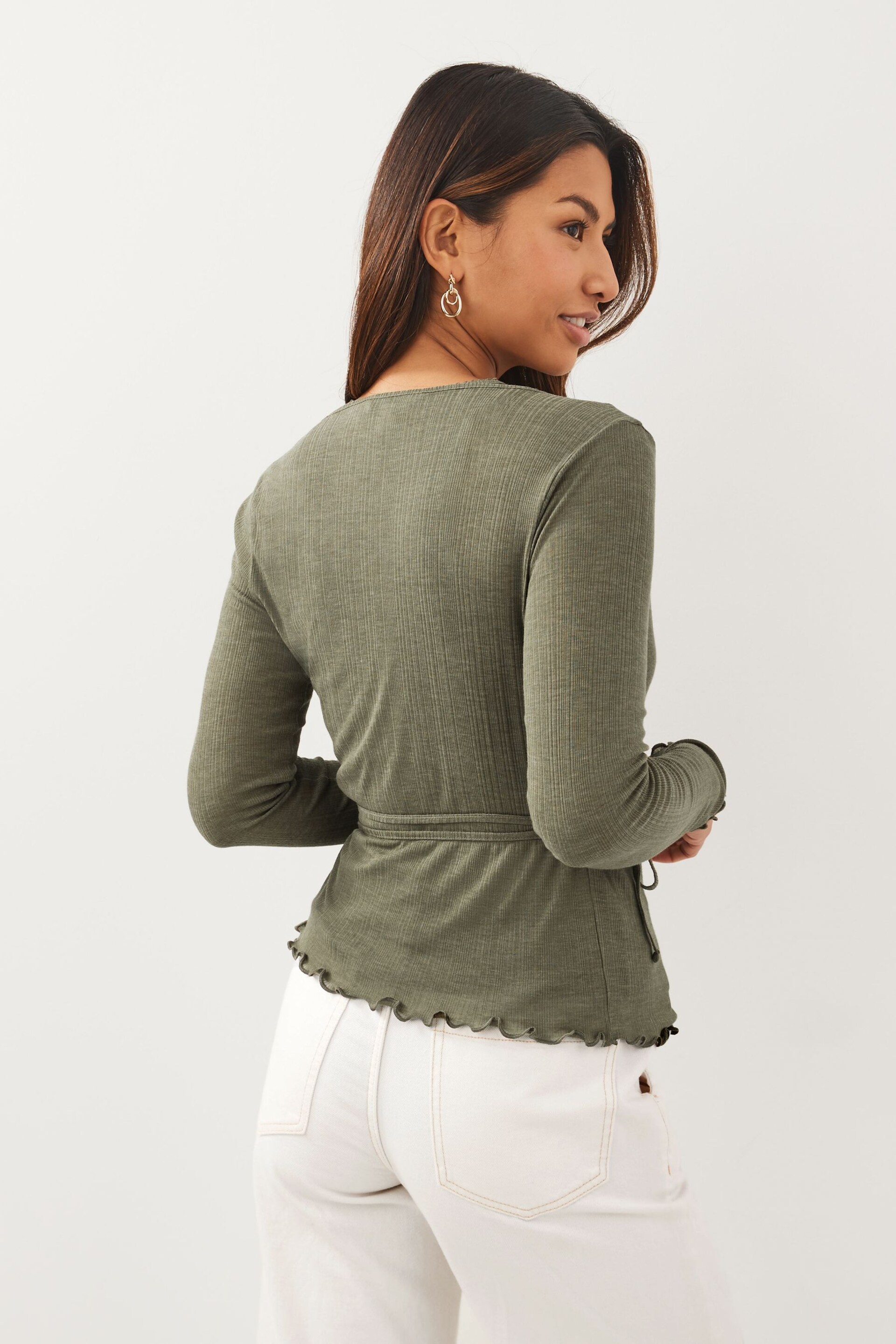 Green Double Layer Wrap Top - Image 3 of 6