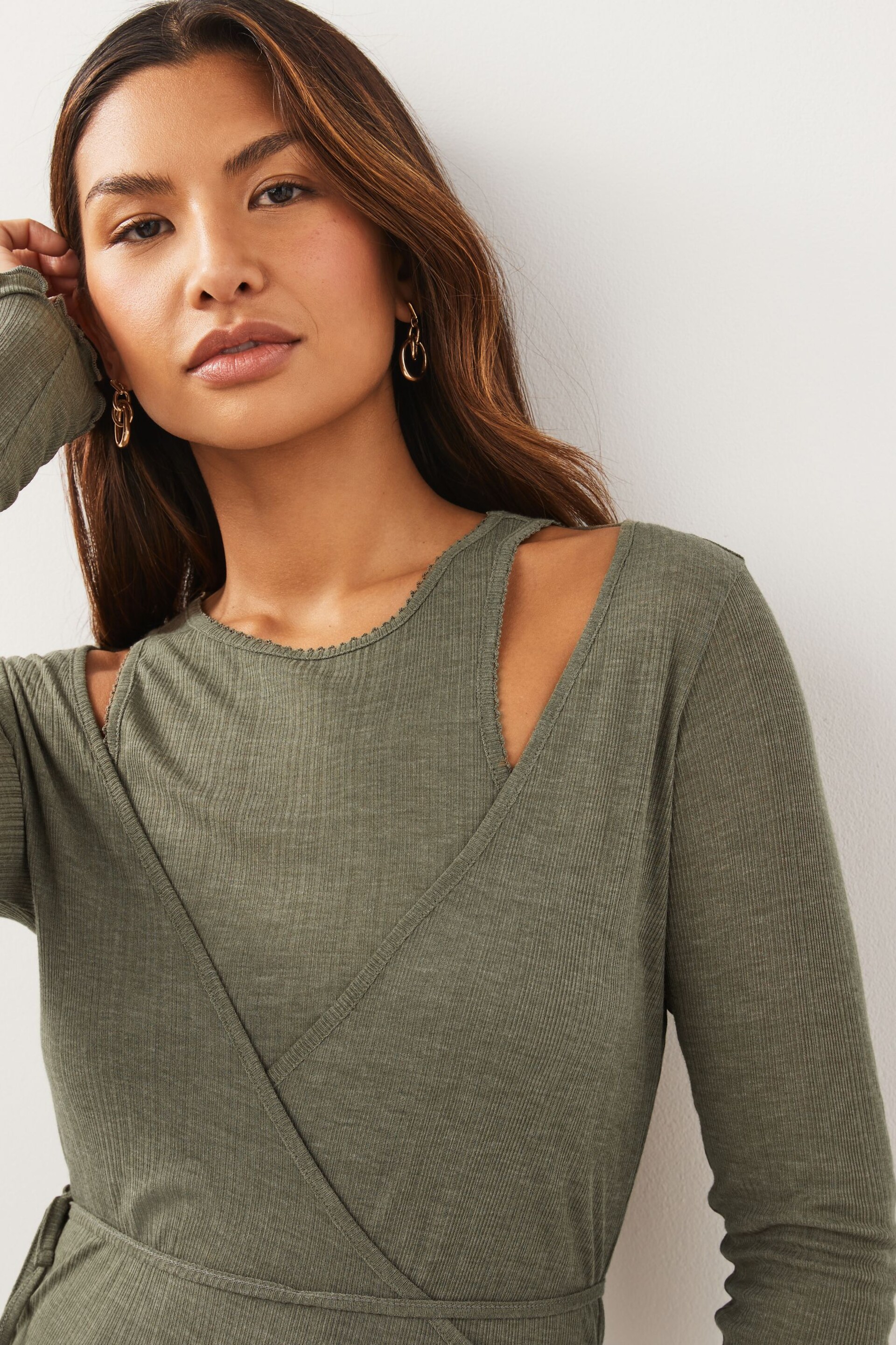 Green Double Layer Wrap Top - Image 4 of 6