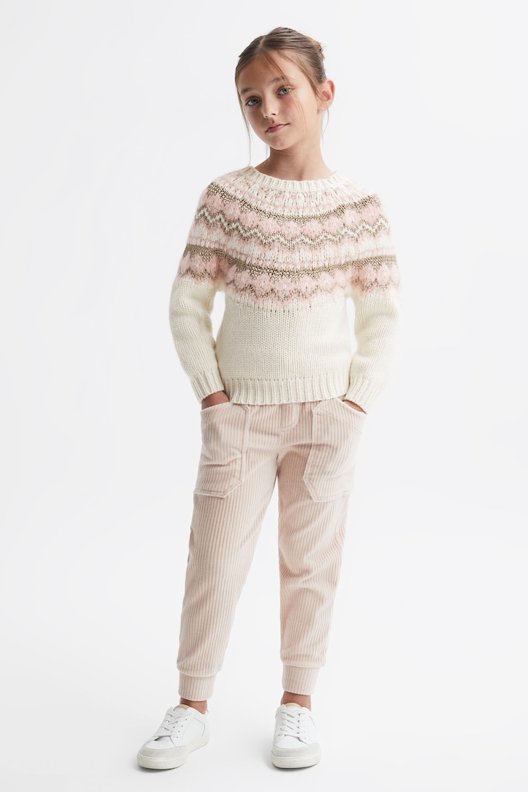 Reiss Pink Blythe Senior Fairisle Knitted Jumper - Image 1 of 5