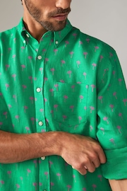 Green Signature 100% Linen Long Sleeve Shirt - Image 4 of 7
