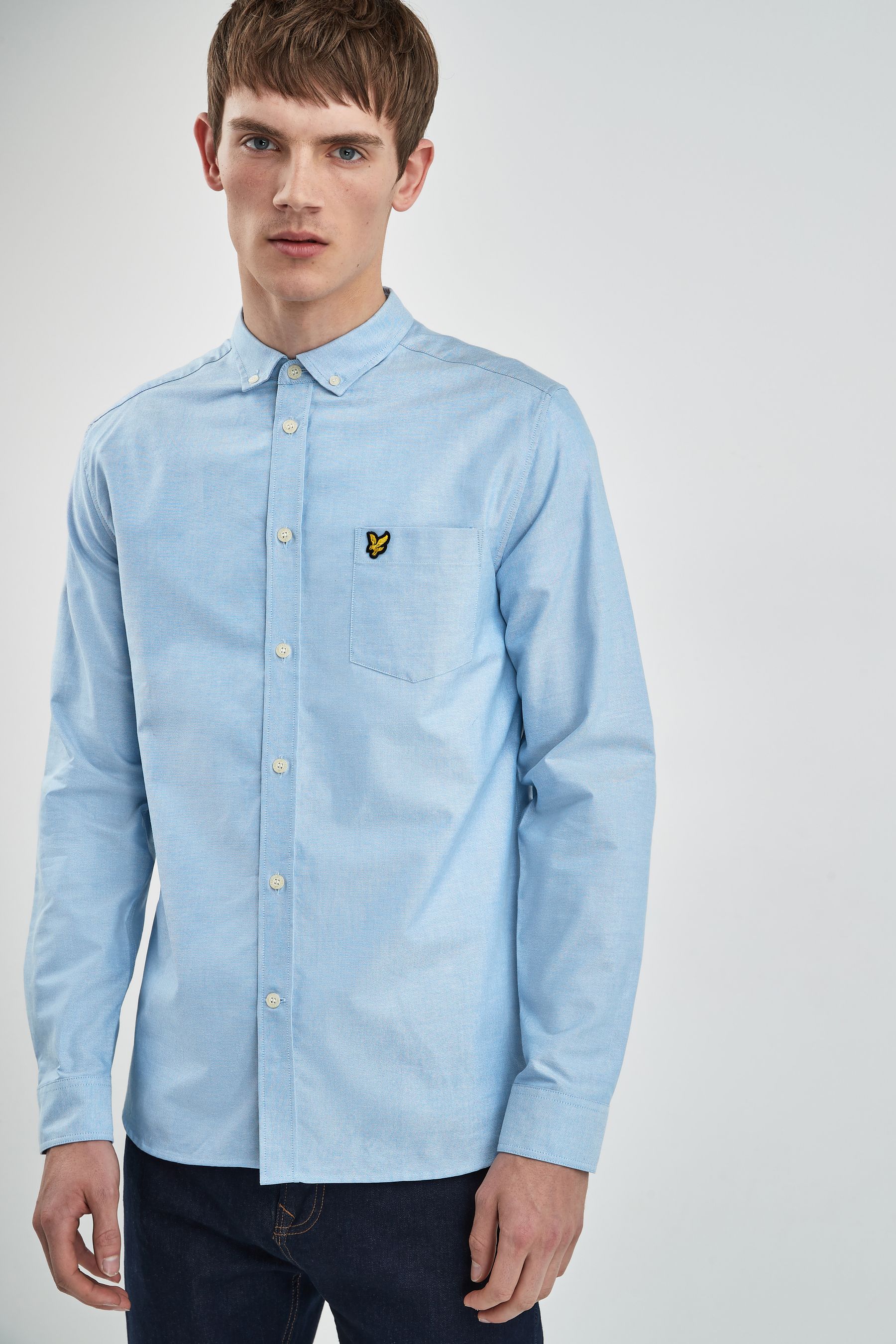 Buy Lyle Scott Blue 100 Cotton Oxford Shirt from Next Luxembourg