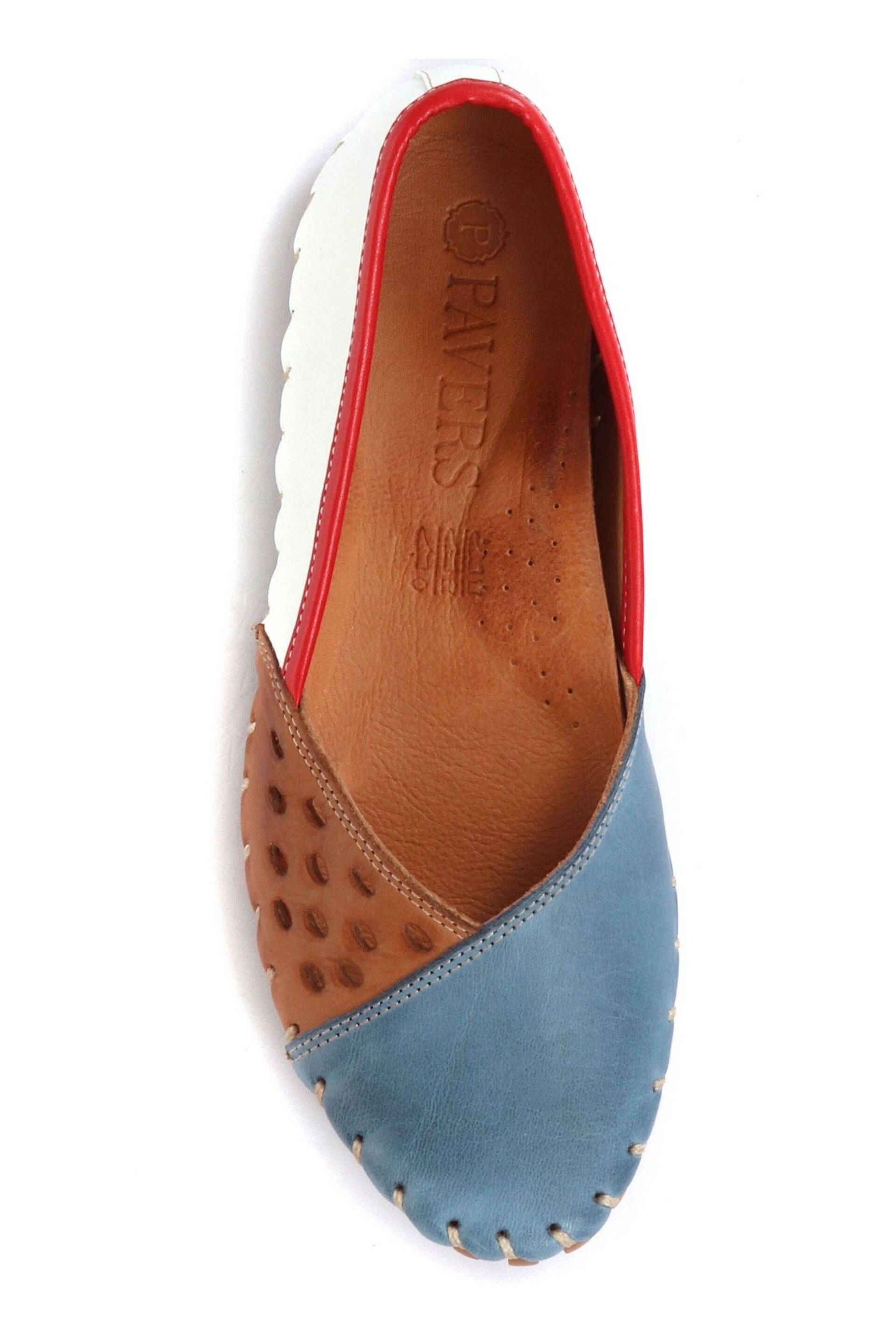 Pavers Blue/White Womens Leather Ladies Slip-On Shoes - Image 4 of 5