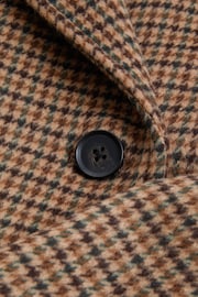 Reiss Camel Unity Modern Fit Wool Blend Double Breasted Dogtooth Coat - Image 6 of 6