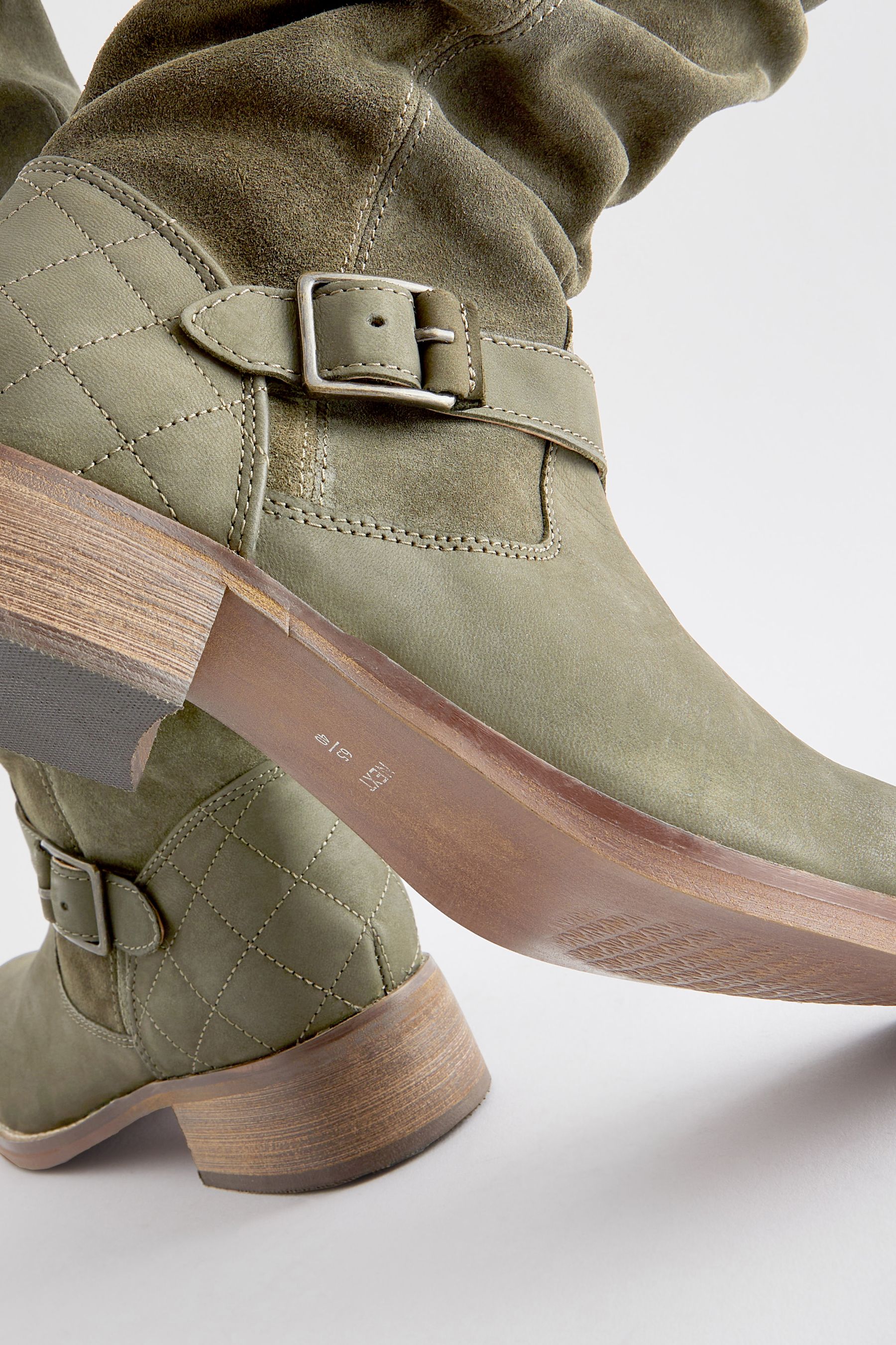 Khaki green knee high sale boots