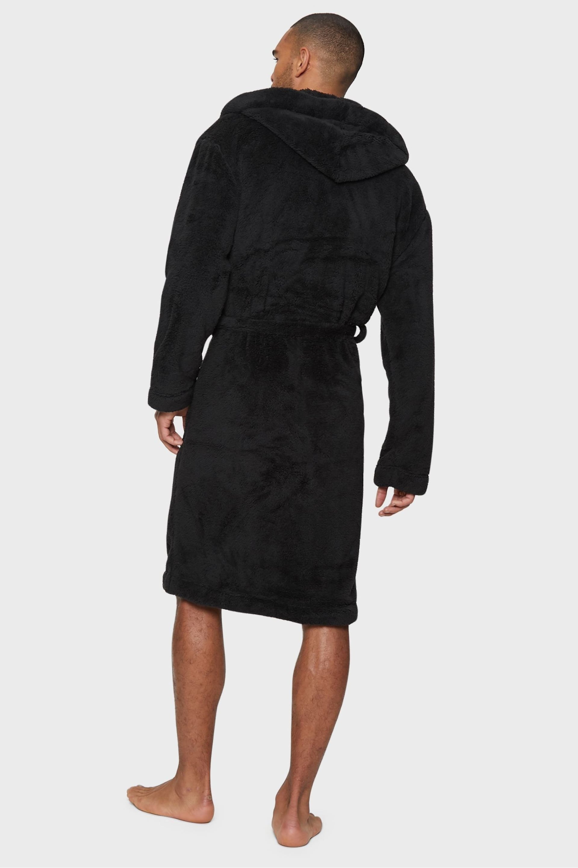 Threadbare Black Cosy Hooded Dressing Gown - Image 3 of 4