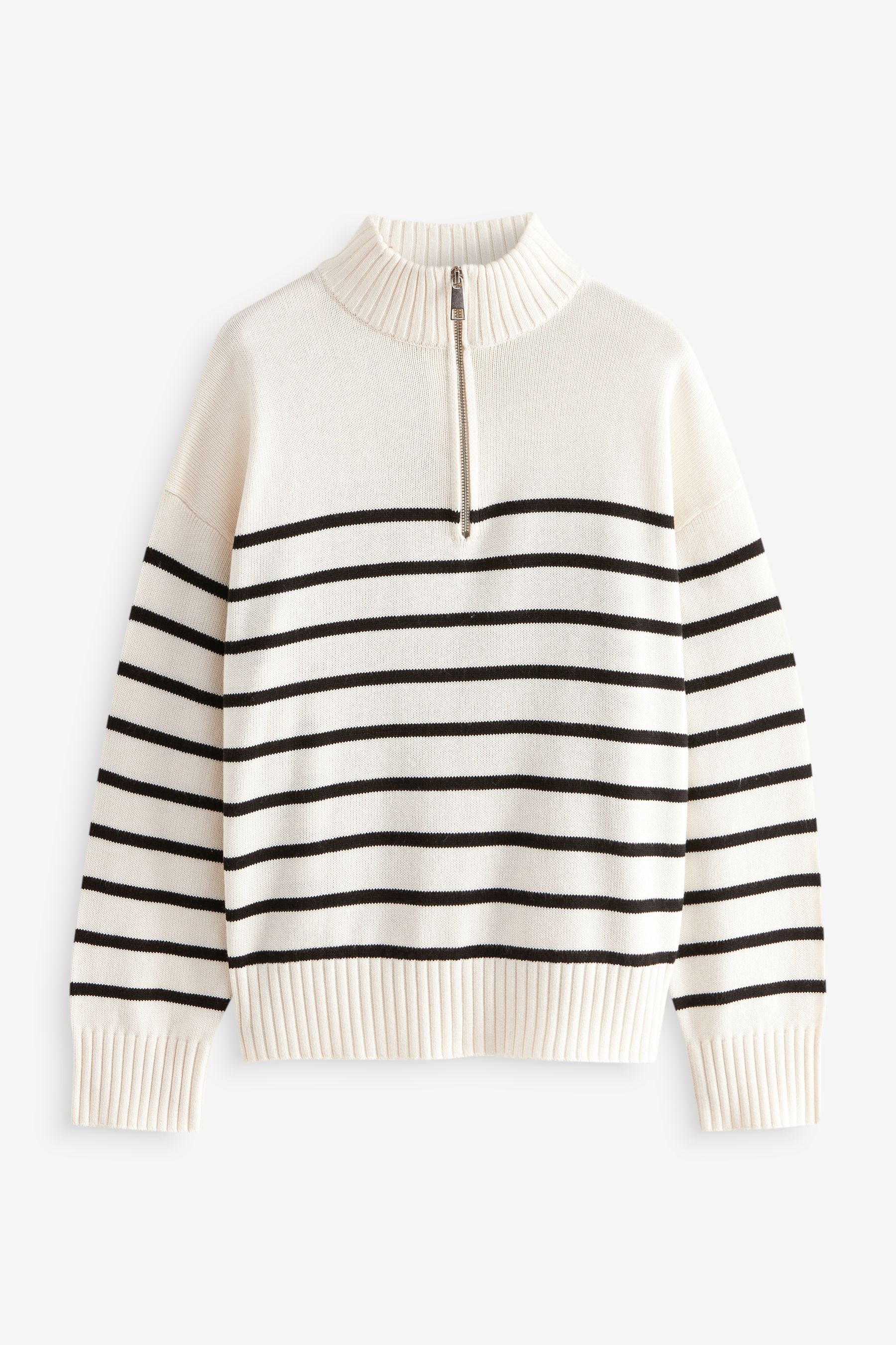 Buy White Blue Striped Long sleeve Sweater with Turtleneck Zip from the Next UK online shop