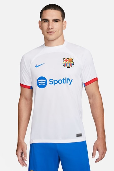 Nike White/Blue FC Barcelona 2023/24 Stadium Away Shirt