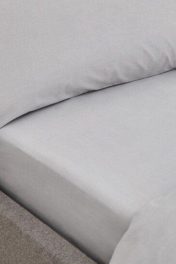 Bianca Silver 200 Thread Count Organic Cotton Fitted Sheet