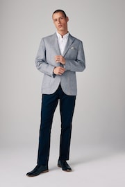 Blue Regular Fit Textured Linen Blend Blazer - Image 2 of 10