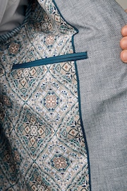 Blue Regular Fit Textured Linen Blend Blazer - Image 5 of 10