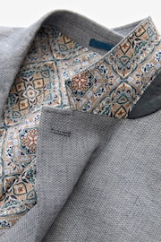 Blue Regular Fit Textured Linen Blend Blazer - Image 7 of 10