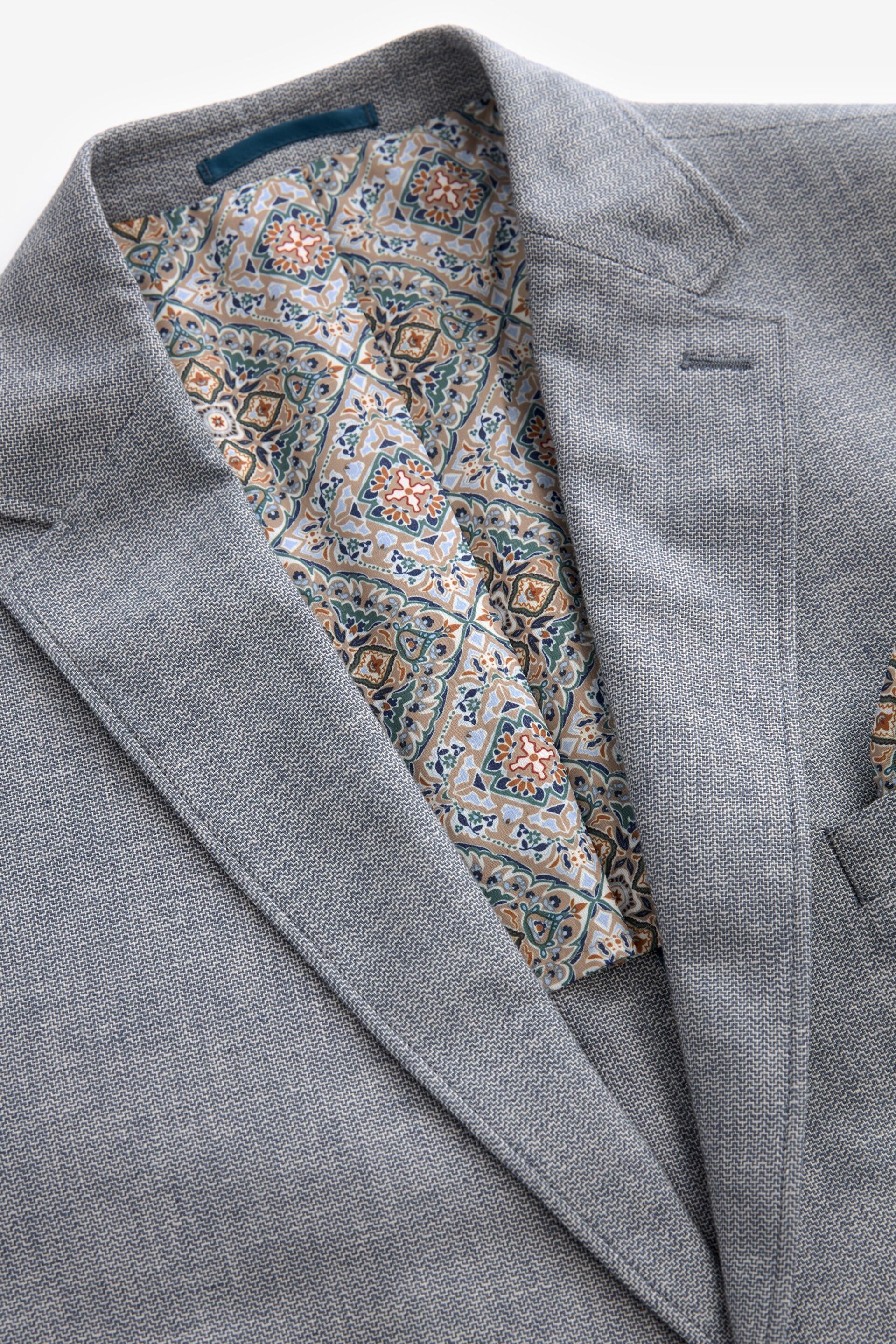 Blue Regular Fit Textured Linen Blend Blazer - Image 9 of 10