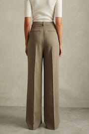 Reiss Khaki Madelyn Petite Wide Leg Front Pleat Suit Trousers - Image 5 of 6