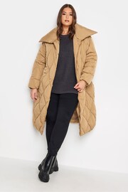 Yours Curve Cream Diamond Quilted Puffer Coat - Image 1 of 4