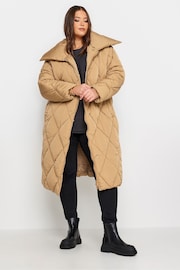 Yours Curve Cream Diamond Quilted Puffer Coat - Image 3 of 4