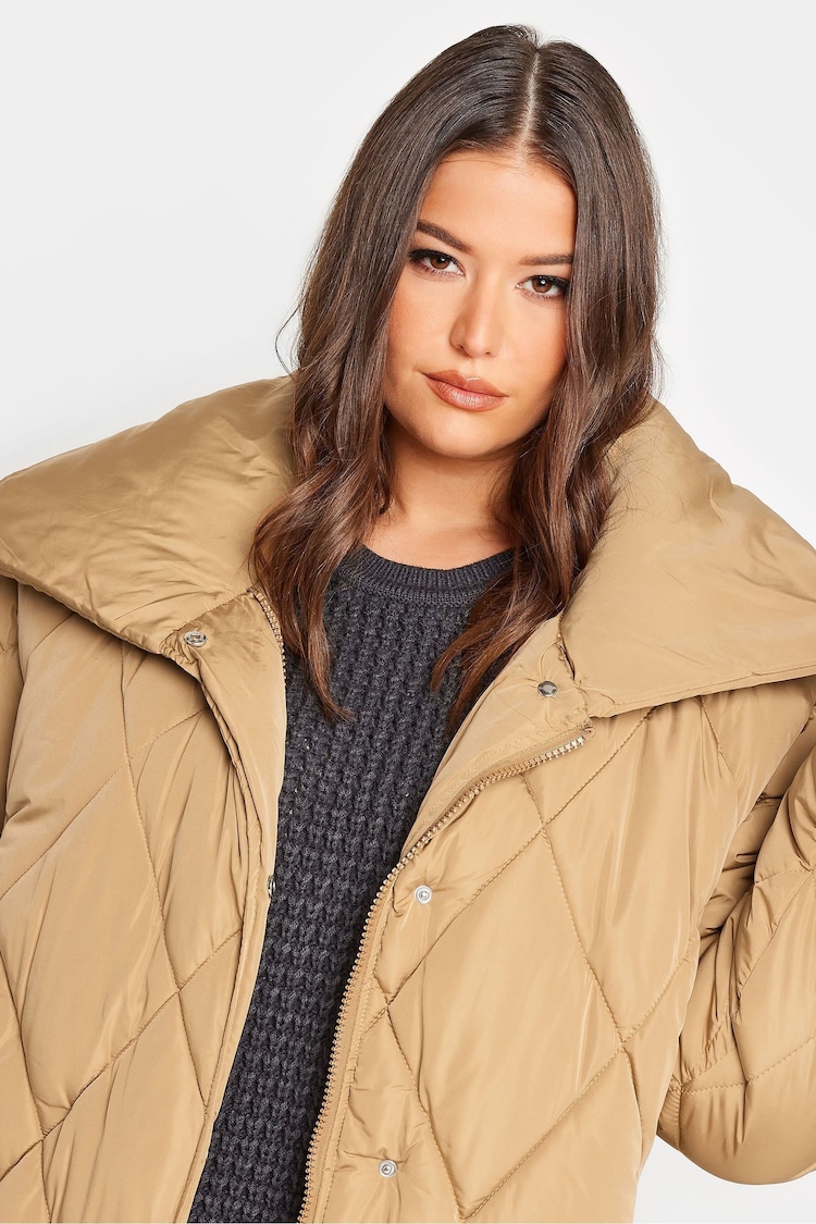 Yours Curve Cream Diamond Quilted Puffer Coat - Image 4 of 4