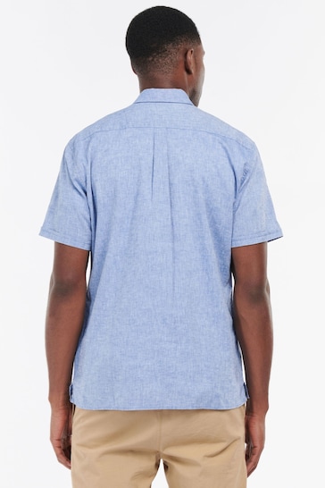 Barbour® Blue Nelson Linen Blend Short Sleeve Shirt
