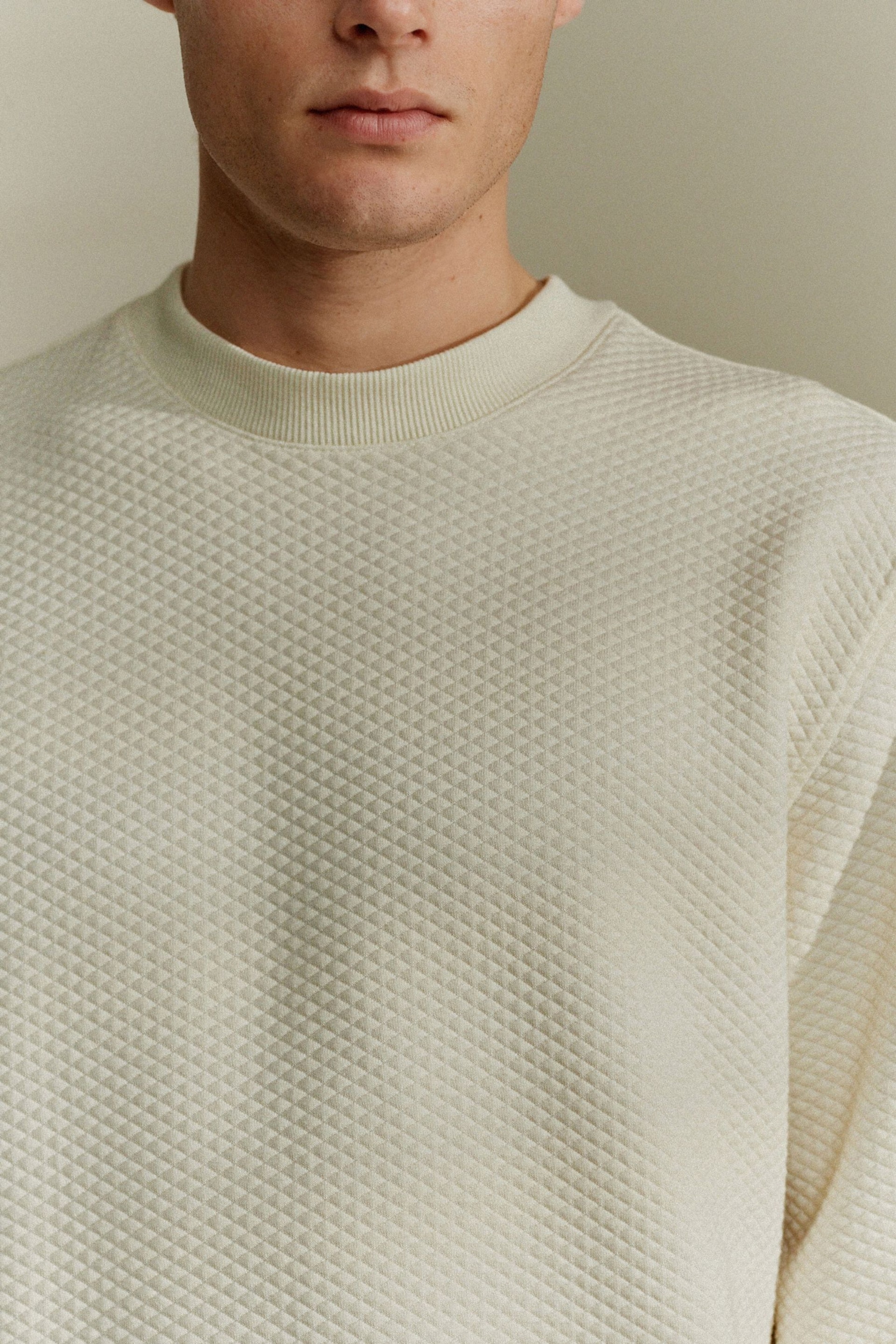 Ecru Premium Texture Crew Sweatshirt - Image 5 of 8