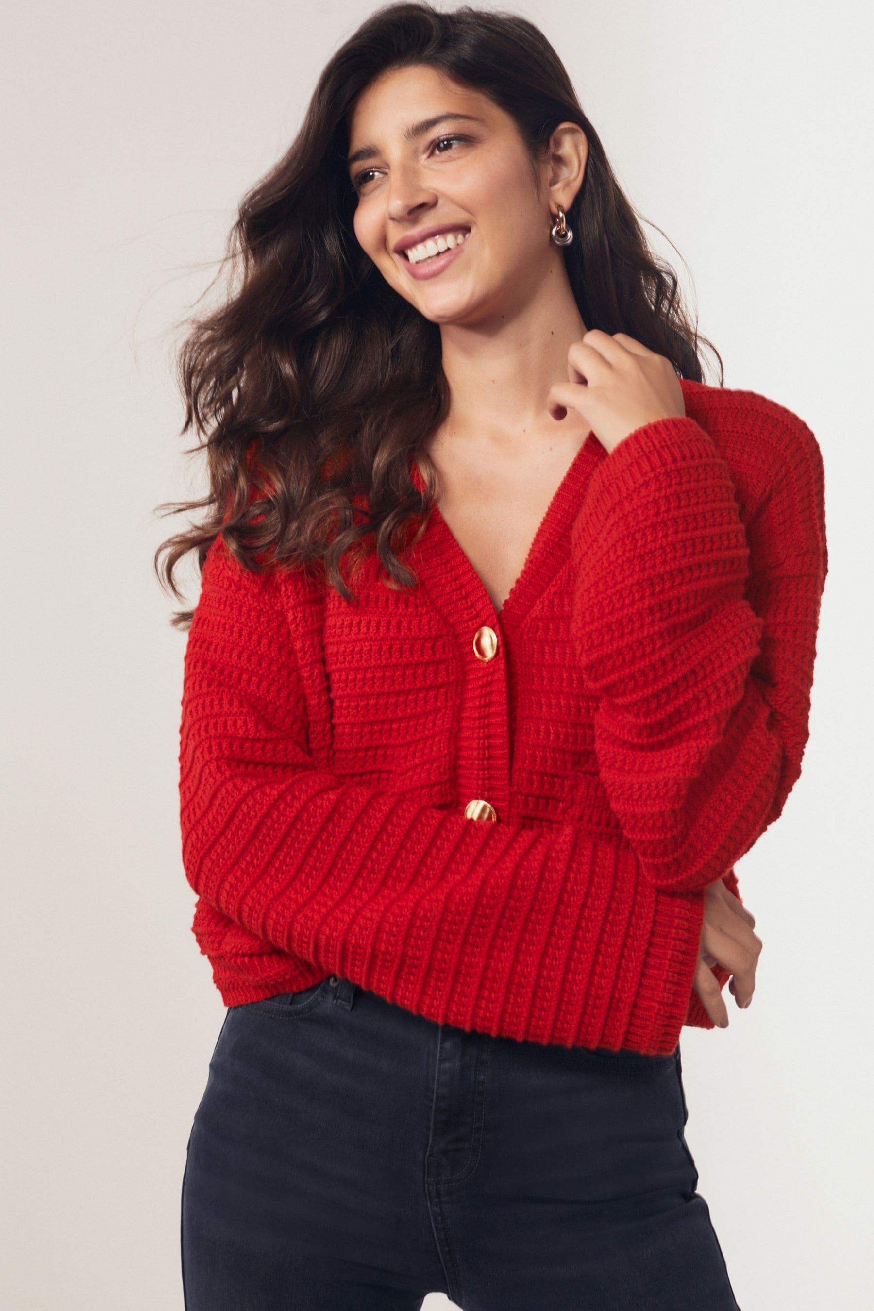 Red cardigan womens sales